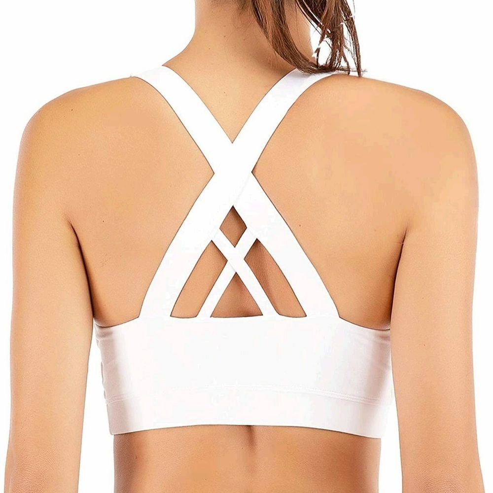 Cordaw Women's Workout Sports Bras Medium Impact Criss Cross Size S, Blue